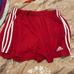 Adidas Squadra 21 soccer shorts with white stripes and logo